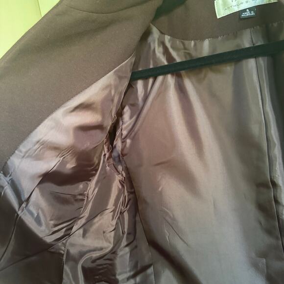 Tahari ASL Brown Cream Herringbone Striped Open Front Blazer Jacket Size 8 - Picture 5 of 9